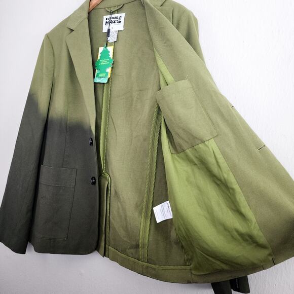 BOBBLEHAUS Green Ombre Tencel Twill Blazer Jacket Men's Large - Picture 12 of 14